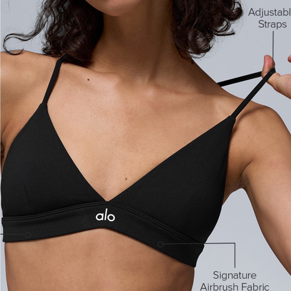 ALO Yoga Splendor Black and White Sports Bra - Picture 2 of 3